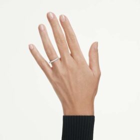 Anel de eternidade com diamantes cultivados em laboratório, 0,4 Ct no total, forma redonda, ouro branco de 14K Anel de eternidade com diamantes cultivados em laboratório, 0,4 Ct no total, forma redonda, ouro branco de 14K