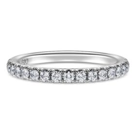 Anel de eternidade com diamantes cultivados em laboratório, 0,4 Ct no total, forma redonda, ouro branco de 14K Anel de eternidade com diamantes cultivados em laboratório, 0,4 Ct no total, forma redonda, ouro branco de 14K