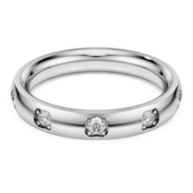 Anel de eternidade com diamantes cultivados em laboratório, 0,5 ct no total, forma redonda, ouro branco de 14K