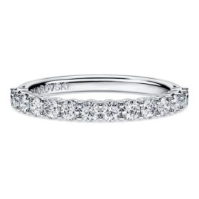 Anel de eternidade com diamantes cultivados em laboratório, 0,5 ct no total, forma redonda, ouro branco de 14K Anel de eternidade com diamantes cultivados em laboratório, 0,5 ct no total, forma redonda, ouro branco de 14K