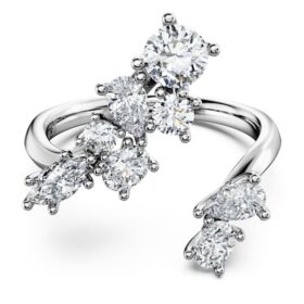 Anel Galaxy Bypass com diamantes cultivados em laboratório, 1,25 ct no total, formas variadas, ouro branco de 14K Anel Galaxy Bypass com diamantes cultivados em laboratório, 1,25 ct no total, formas variadas, ouro branco de 14K