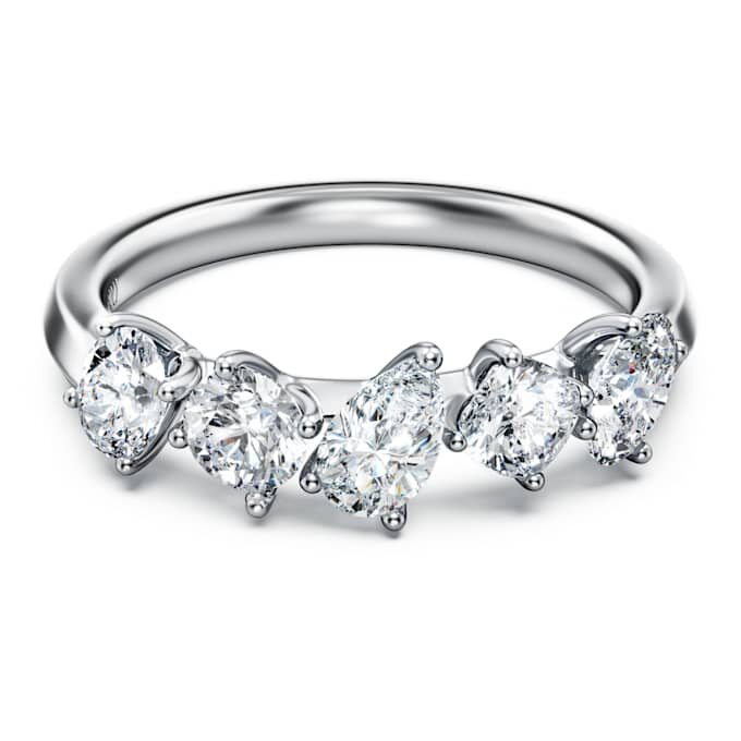 Anel Galaxy com diamantes cultivados em laboratório, 1 Ct Tw, formas variadas, ouro branco de 14K Anel Galaxy com diamantes cultivados em laboratório, 1 Ct Tw, formas variadas, ouro branco de 14K