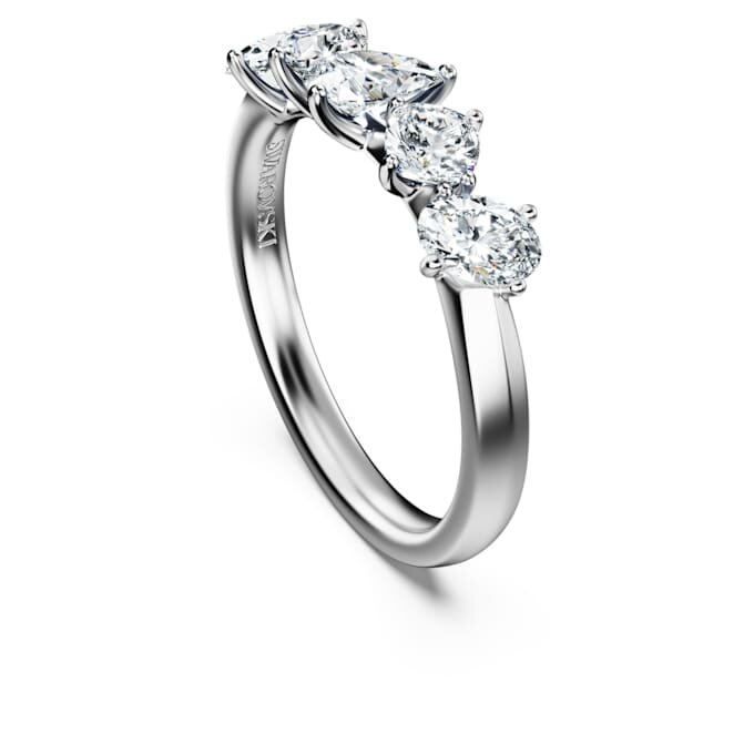 Anel Galaxy com diamantes cultivados em laboratório, 1 Ct Tw, formas variadas, ouro branco de 14K Anel Galaxy com diamantes cultivados em laboratório, 1 Ct Tw, formas variadas, ouro branco de 14K