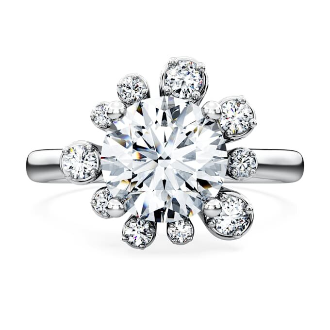 Anel Galaxy com diamantes cultivados em laboratório, 2 Ct Tw, forma redonda, ouro branco de 14K Anel Galaxy com diamantes cultivados em laboratório, 2 Ct Tw, forma redonda, ouro branco de 14K