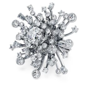 Anel Galaxy com diamantes cultivados em laboratório, 9,5 Ct no total, formas variadas, ouro branco de 18K Anel Galaxy com diamantes cultivados em laboratório, 9,5 Ct no total, formas variadas, ouro branco de 18K