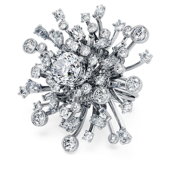 Anel Galaxy com diamantes cultivados em laboratório, 9,5 Ct no total, formas variadas, ouro branco de 18K Anel Galaxy com diamantes cultivados em laboratório, 9,5 Ct no total, formas variadas, ouro branco de 18K