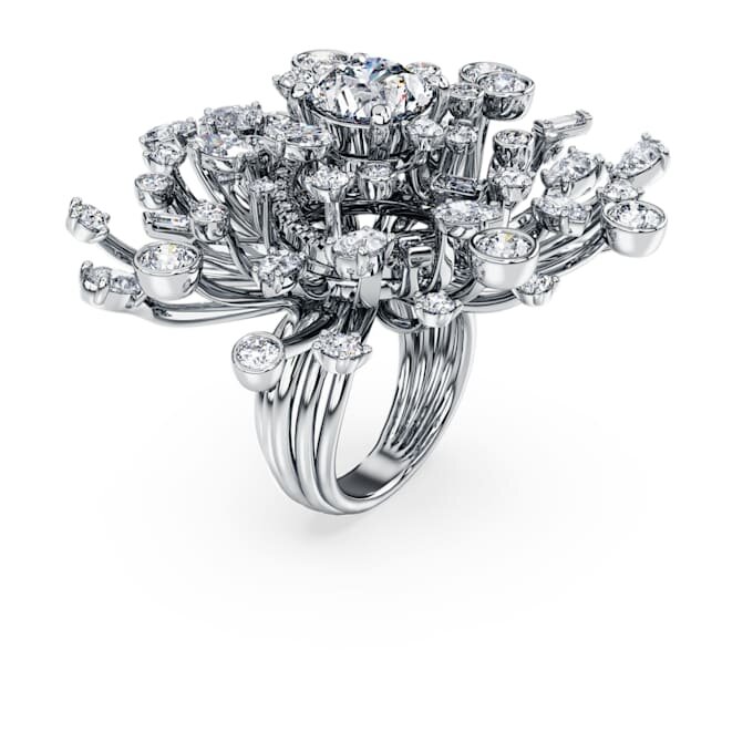 Anel Galaxy com diamantes cultivados em laboratório, 9,5 Ct no total, formas variadas, ouro branco de 18K Anel Galaxy com diamantes cultivados em laboratório, 9,5 Ct no total, formas variadas, ouro branco de 18K