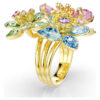 Anel Idyllia com cortes mistos, flor, multicolorido, banhado a dourado Anel Idyllia com cortes mistos, flor, multicolorido, banhado a dourado