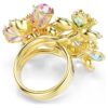 Anel Idyllia com cortes mistos, flor, multicolorido, banhado a dourado Anel Idyllia com cortes mistos, flor, multicolorido, banhado a dourado