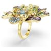 Anel Idyllia com cortes mistos, pavé, flor, multicolorido, banhado a dourado Anel Idyllia com cortes mistos, pavé, flor, multicolorido, banhado a dourado