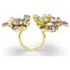 Anel Idyllia com cortes mistos, pavé, flor, multicolorido, banhado a dourado Anel Idyllia com cortes mistos, pavé, flor, multicolorido, banhado a dourado