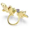 Anel Idyllia com cortes mistos, pavé, flor, multicolorido, banhado a dourado Anel Idyllia com cortes mistos, pavé, flor, multicolorido, banhado a dourado