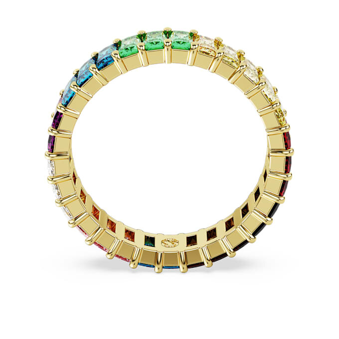 Anel Matrix com corte baguete, multicolorido, banhado a dourado Anel Matrix com corte baguete, multicolorido, banhado a dourado