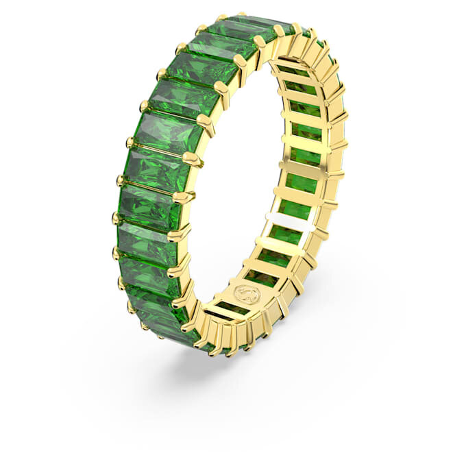 Anel Matrix com corte baguete, verde, banhado a ouro Anel Matrix com corte baguete, verde, banhado a ouro