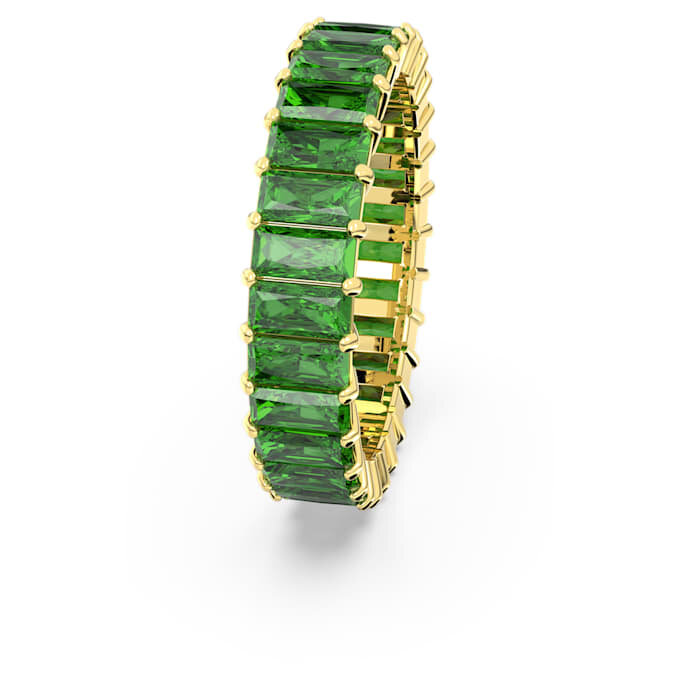 Anel Matrix com corte baguete, verde, banhado a ouro Anel Matrix com corte baguete, verde, banhado a ouro
