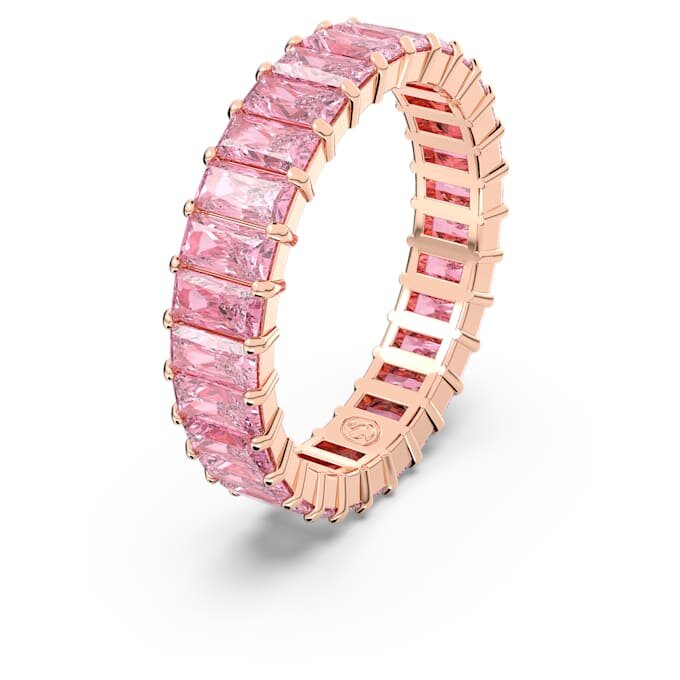 Anel Matrix com lapidação baguete, rosa, banhado a ouro rosa Anel Matrix com lapidação baguete, rosa, banhado a ouro rosa