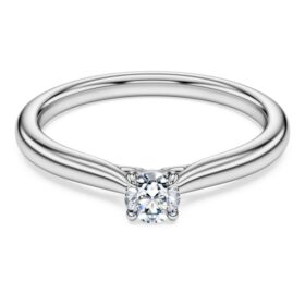 Anel Solitário Eternity com diamantes cultivados em laboratório, 0,25 ct no total, forma redonda, prata esterlina