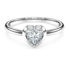 Anel Solitário Eternity com diamantes cultivados em laboratório, 0,5 Ct no total, em forma de coração, prata esterlina