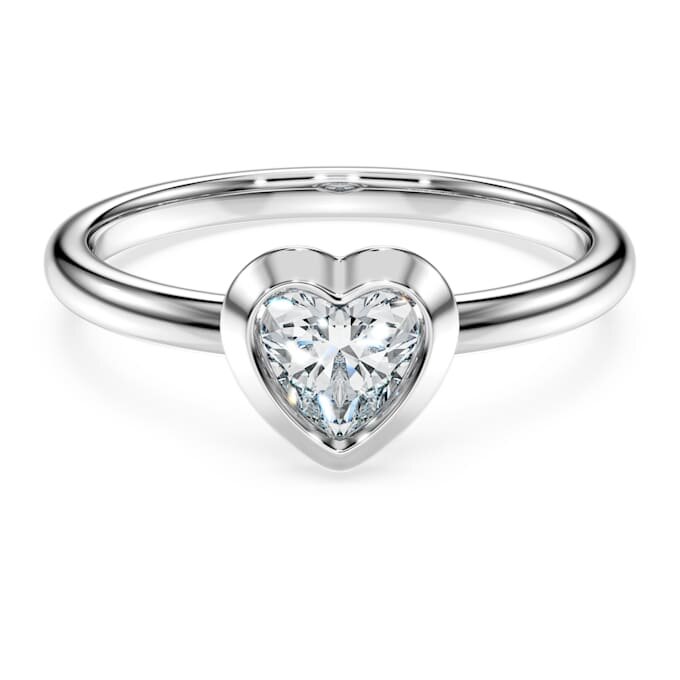 Anel Solitário Eternity com diamantes cultivados em laboratório, 0,5 Ct no total, em forma de coração, prata esterlina Anel Solitário Eternity com diamantes cultivados em laboratório, 0,5 Ct no total, em forma de coração, prata esterlina