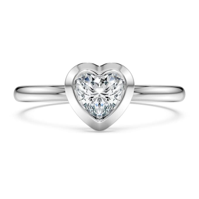 Anel Solitário Eternity com diamantes cultivados em laboratório, 0,5 Ct no total, em forma de coração, prata esterlina Anel Solitário Eternity com diamantes cultivados em laboratório, 0,5 Ct no total, em forma de coração, prata esterlina
