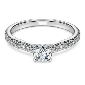 Anel Solitário Eternity com diamantes cultivados em laboratório, 0,7 Ct no total, forma redonda, ouro branco de 14K
