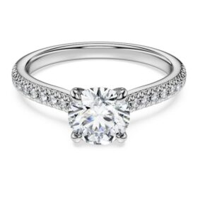 Anel Solitário Eternity com diamantes cultivados em laboratório, 1,2 Ct no total, forma redonda, ouro branco de 14K Anel Solitário Eternity com diamantes cultivados em laboratório, 1,2 Ct no total, forma redonda, ouro branco de 14K