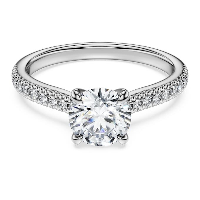 Anel Solitário Eternity com diamantes cultivados em laboratório, 1,2 Ct no total, forma redonda, ouro branco de 14K Anel Solitário Eternity com diamantes cultivados em laboratório, 1,2 Ct no total, forma redonda, ouro branco de 14K