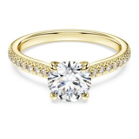 Anel Solitário Eternity com diamantes cultivados em laboratório, 1,2 quilates no total, forma redonda, ouro amarelo de 14 quilates