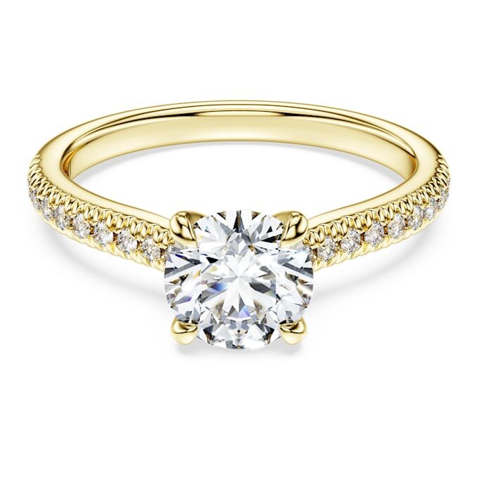 Anel Solitário Eternity com diamantes cultivados em laboratório, 1,2 quilates no total, forma redonda, ouro amarelo de 14 quilates Anel Solitário Eternity com diamantes cultivados em laboratório, 1,2 quilates no total, forma redonda, ouro amarelo de 14 quilates