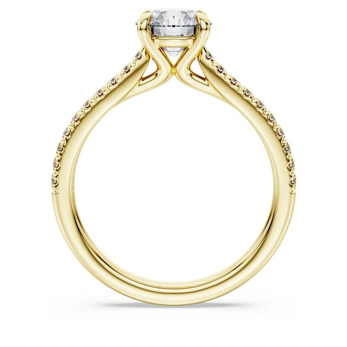 Anel Solitário Eternity com diamantes cultivados em laboratório, 1,2 quilates no total, forma redonda, ouro amarelo de 14 quilates Anel Solitário Eternity com diamantes cultivados em laboratório, 1,2 quilates no total, forma redonda, ouro amarelo de 14 quilates