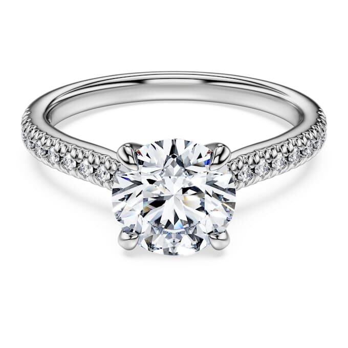 Anel Solitário Eternity com diamantes cultivados em laboratório, 1,7 quilates no total, forma redonda, ouro branco de 14 quilates Anel Solitário Eternity com diamantes cultivados em laboratório, 1,7 quilates no total, forma redonda, ouro branco de 14 quilates