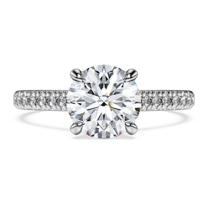 Anel Solitário Eternity com diamantes cultivados em laboratório, 1,7 quilates no total, forma redonda, ouro branco de 14 quilates Anel Solitário Eternity com diamantes cultivados em laboratório, 1,7 quilates no total, forma redonda, ouro branco de 14 quilates