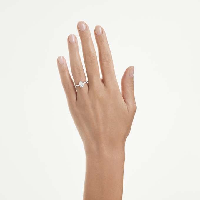 Anel Solitário Eternity com diamantes cultivados em laboratório, 1 Ct Tw, formato de pêra, ouro branco de 14K Anel Solitário Eternity com diamantes cultivados em laboratório, 1 Ct Tw, formato de pêra, ouro branco de 14K