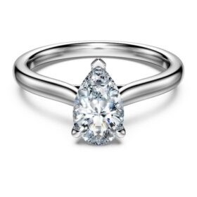 Anel Solitário Eternity com diamantes cultivados em laboratório, 1 Ct Tw, formato de pêra, ouro branco de 14K