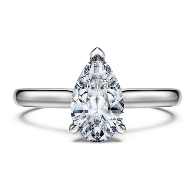 Anel Solitário Eternity com diamantes cultivados em laboratório, 1 Ct Tw, formato de pêra, ouro branco de 14K Anel Solitário Eternity com diamantes cultivados em laboratório, 1 Ct Tw, formato de pêra, ouro branco de 14K