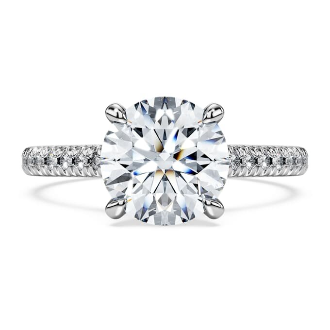 Anel Solitário Eternity com diamantes cultivados em laboratório, 2,2 Ct no total, forma redonda, ouro branco de 14K Anel Solitário Eternity com diamantes cultivados em laboratório, 2,2 Ct no total, forma redonda, ouro branco de 14K