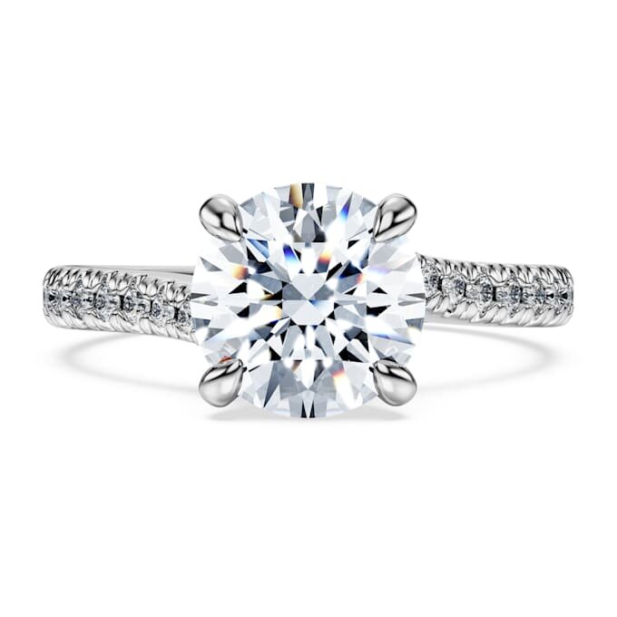 Anel Solitário Eternity com diamantes cultivados em laboratório, 2,25 Ct no total, forma redonda, ouro branco de 14K Anel Solitário Eternity com diamantes cultivados em laboratório, 2,25 Ct no total, forma redonda, ouro branco de 14K