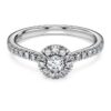 Anel Solitário Eternity Halo com Diamantes Cultivados em Laboratório, 0,45 ct no total, forma redonda, prata esterlina Anel Solitário Eternity Halo com Diamantes Cultivados em Laboratório, 0,45 ct no total, forma redonda, prata esterlina