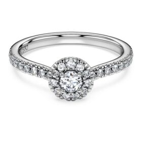 Anel Solitário Eternity Halo com Diamantes Cultivados em Laboratório, 0,45 ct no total, forma redonda, prata esterlina