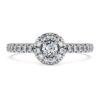 Anel Solitário Eternity Halo com Diamantes Cultivados em Laboratório, 0,45 ct no total, forma redonda, prata esterlina Anel Solitário Eternity Halo com Diamantes Cultivados em Laboratório, 0,45 ct no total, forma redonda, prata esterlina