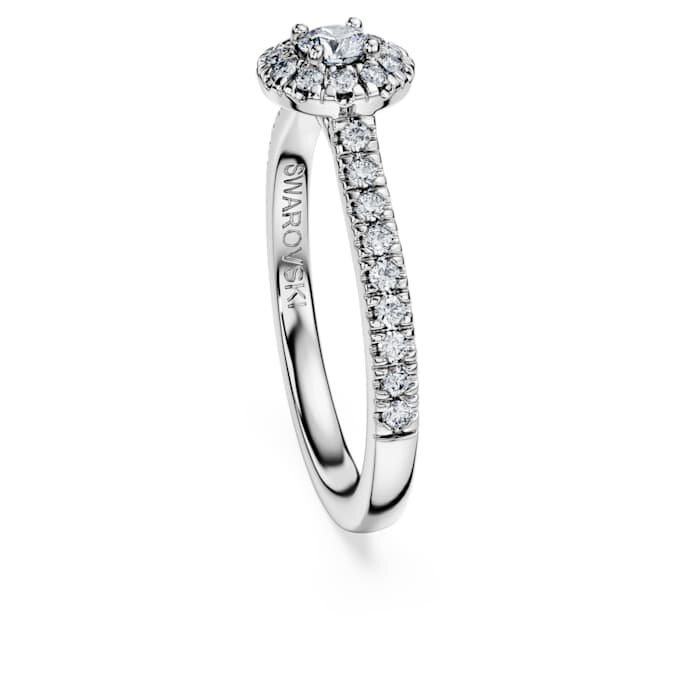 Anel Solitário Eternity Halo com Diamantes Cultivados em Laboratório, 0,45 ct no total, forma redonda, prata esterlina Anel Solitário Eternity Halo com Diamantes Cultivados em Laboratório, 0,45 ct no total, forma redonda, prata esterlina