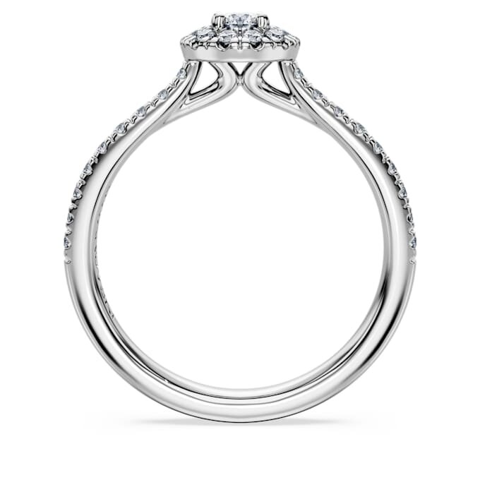 Anel Solitário Eternity Halo com Diamantes Cultivados em Laboratório, 0,45 ct no total, forma redonda, prata esterlina Anel Solitário Eternity Halo com Diamantes Cultivados em Laboratório, 0,45 ct no total, forma redonda, prata esterlina