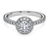 Anel Solitário Eternity Halo com diamantes cultivados em laboratório, 0,8 ct no total, forma redonda, ouro branco de 14K Anel Solitário Eternity Halo com diamantes cultivados em laboratório, 0,8 ct no total, forma redonda, ouro branco de 14K