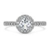 Anel Solitário Eternity Halo com diamantes cultivados em laboratório, 0,8 ct no total, forma redonda, ouro branco de 14K Anel Solitário Eternity Halo com diamantes cultivados em laboratório, 0,8 ct no total, forma redonda, ouro branco de 14K