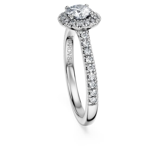 Anel Solitário Eternity Halo com diamantes cultivados em laboratório, 0,8 ct no total, forma redonda, ouro branco de 14K Anel Solitário Eternity Halo com diamantes cultivados em laboratório, 0,8 ct no total, forma redonda, ouro branco de 14K