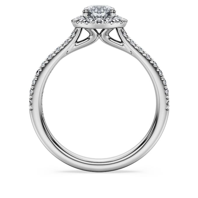 Anel Solitário Eternity Halo com diamantes cultivados em laboratório, 0,8 ct no total, forma redonda, ouro branco de 14K Anel Solitário Eternity Halo com diamantes cultivados em laboratório, 0,8 ct no total, forma redonda, ouro branco de 14K