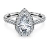 Anel Solitário Eternity Halo com diamantes cultivados em laboratório, 1,3 Ct Tw, formato de pêra, ouro branco de 14K Anel Solitário Eternity Halo com diamantes cultivados em laboratório, 1,3 Ct Tw, formato de pêra, ouro branco de 14K
