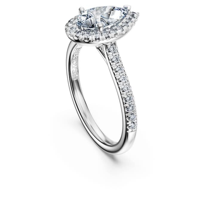 Anel Solitário Eternity Halo com diamantes cultivados em laboratório, 1,3 Ct Tw, formato de pêra, ouro branco de 14K Anel Solitário Eternity Halo com diamantes cultivados em laboratório, 1,3 Ct Tw, formato de pêra, ouro branco de 14K