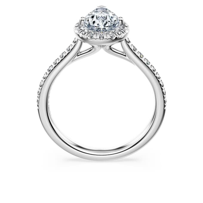 Anel Solitário Eternity Halo com diamantes cultivados em laboratório, 1,3 Ct Tw, formato de pêra, ouro branco de 14K Anel Solitário Eternity Halo com diamantes cultivados em laboratório, 1,3 Ct Tw, formato de pêra, ouro branco de 14K