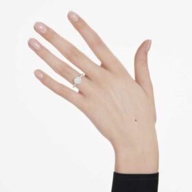 Anel Solitário Eternity Halo com diamantes cultivados em laboratório, 1,33 ct no total, forma redonda, ouro branco de 14K